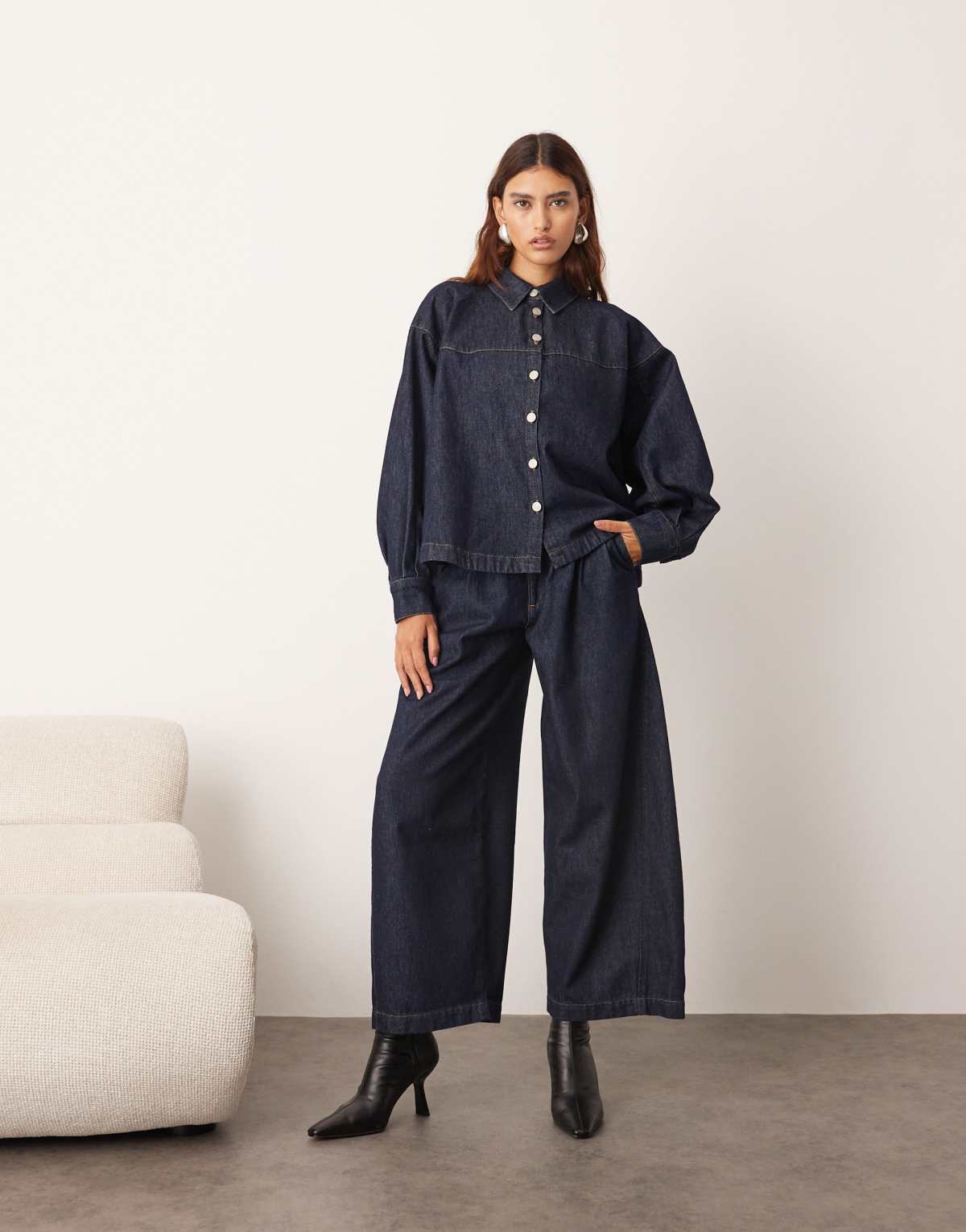 ARRANGE structured boxy denim shirt co-ord in indigo