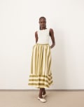 [ARRANGE] ARRANGE structured full skirt in olive stripe-Multi 18 Olive stripe