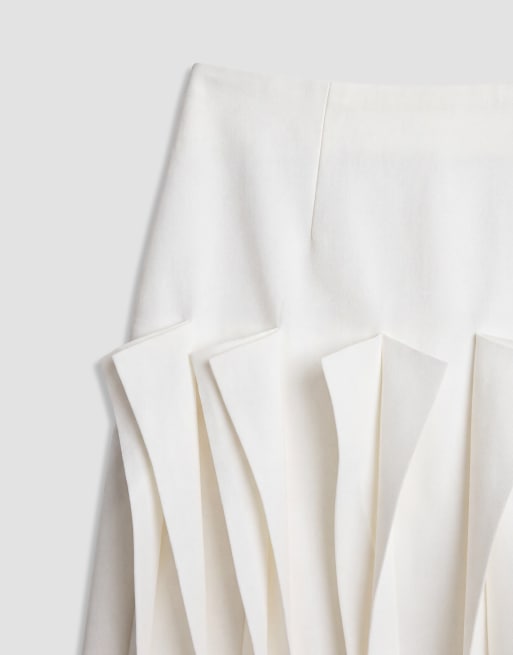 ARRANGE structured midi skirt with ruffle detail in white, 8 of 9