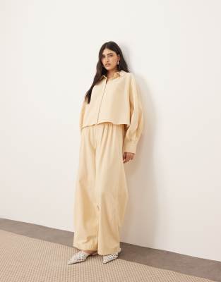 Arrange Structured Pleat Detail Wide Leg Barrel Pants In Yellow