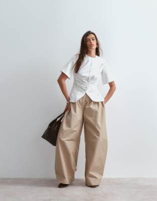 Arrange Structured Ruched Top In White