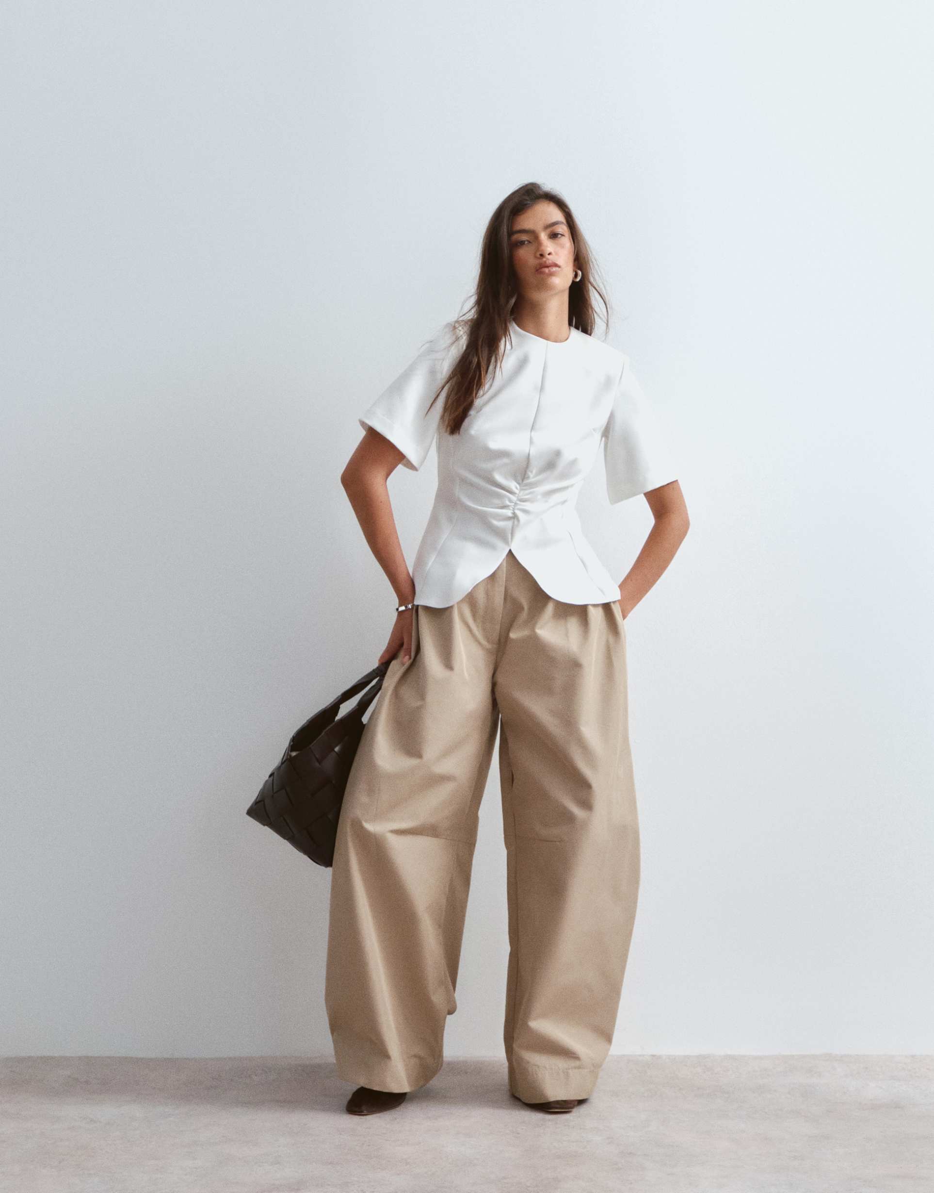 arrange structured ruched top in ivory