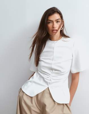 Arrange Structured Ruched Top In White
