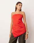 [ARRANGE] ARRANGE structured satin bandeau top in red 16 RED