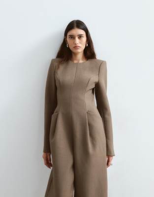 Arrange Structured Tailored Jumpsuit In Brown