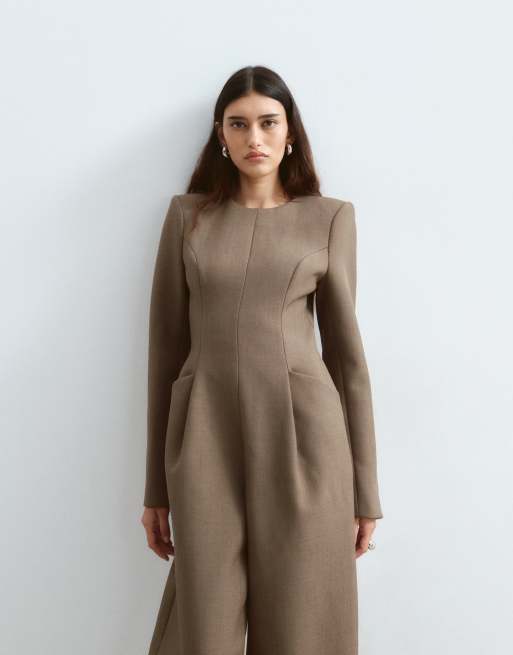 ARRANGE structured tailored jumpsuit in tobacco, 2 of 4
