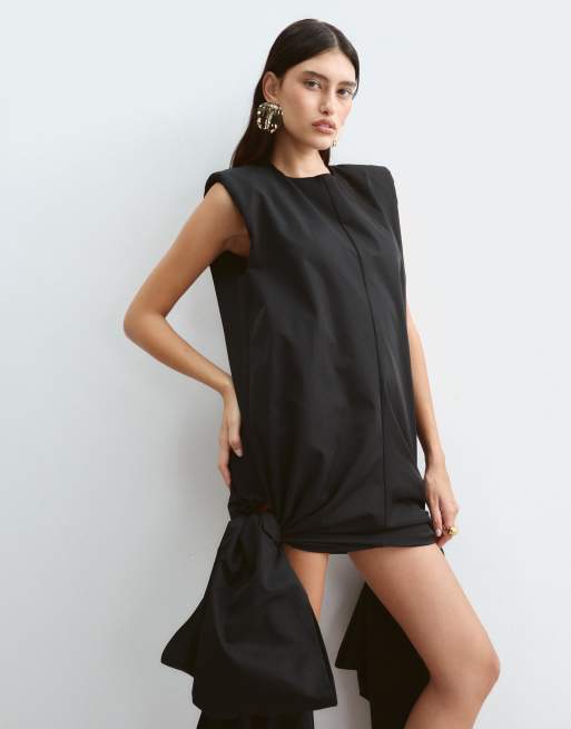 ARRANGE strukturerad miniklänning med oversized rosett i svart, 2 av 5