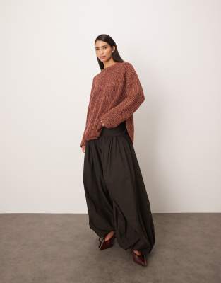 ARRANGE - Strukturierter Strickpullover in Rot mit abgerundetem Saum und hohem Merinowollanteil