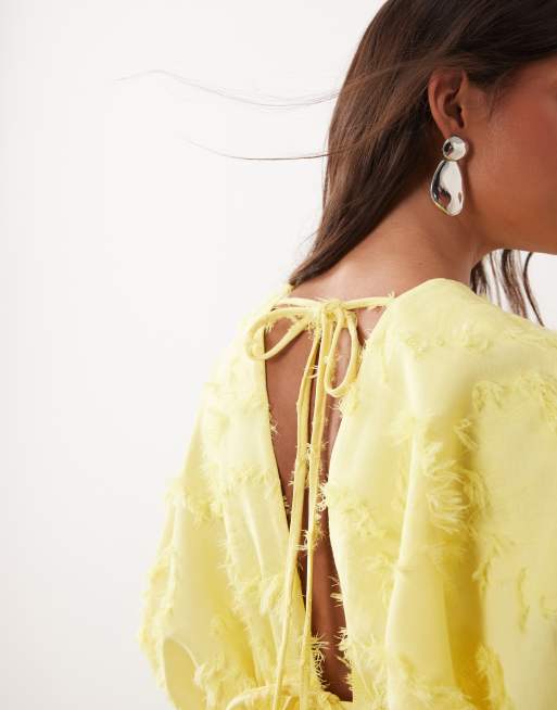 ARRANGE – Strukturiertes Maxikleid in Gelb mit Biesen, 3 von 4