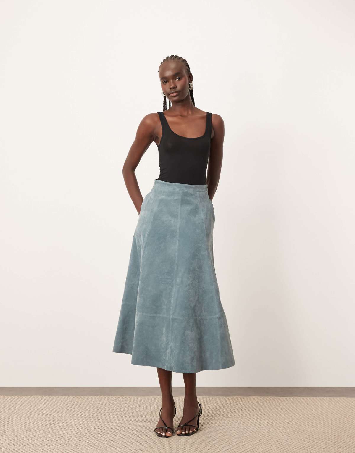 ARRANGE  suede circle midi skirt in light blue - MBLUE