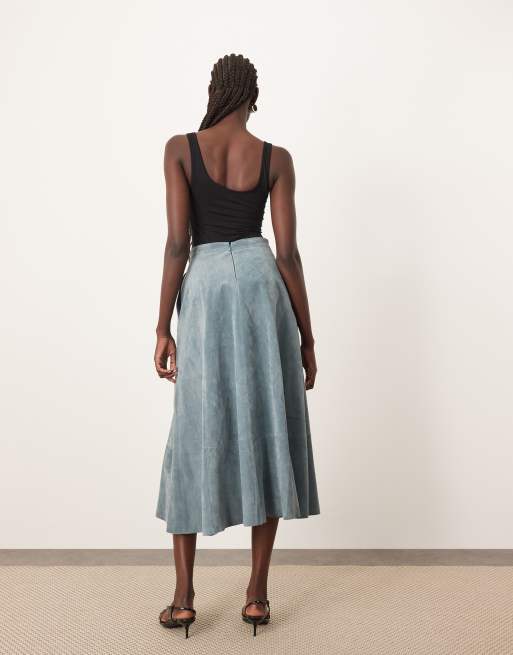 ARRANGE  suede circle midi skirt in light blue