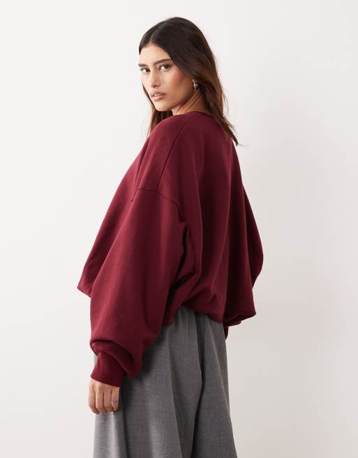 ARRANGE – Sweatshirt in Black Cherry mit Ballonsaum, 4 von 4