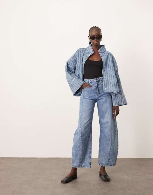 ARRANGE sydney barrel leg jean with seam detail in acid wash blue
