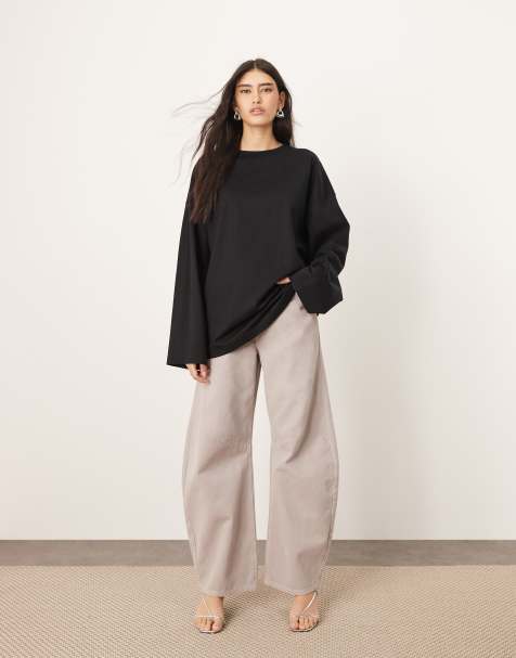 ARRANGE Sydney denim barrel leg jeans in dove grey - view 1