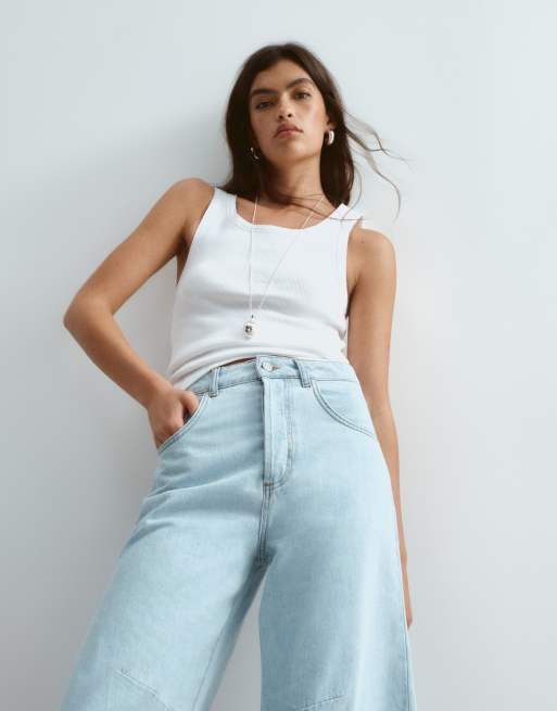 ARRANGE - Sydney - Forvaskede lyseblå cropped jeans med tøndeformede ben, 2 af 5