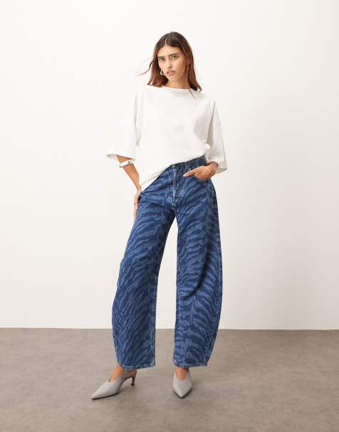 ARRANGE - Sydney - Jeans bombati blu con stampa tigrata - view 1