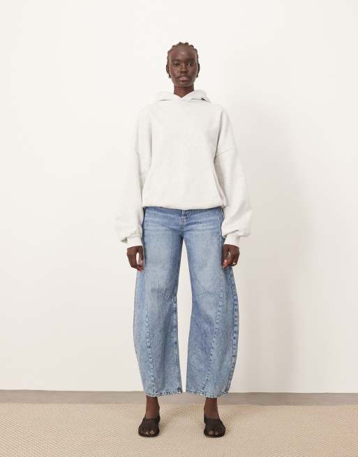 ARRANGE - Sydney - Jeans met wijde ronde pijpen en naaddetail in acid wash blauw