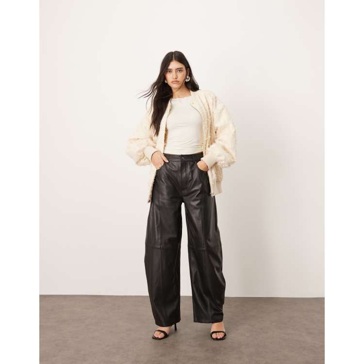 ARRANGE Sydney leather high waist barrel pants in black | ASOS