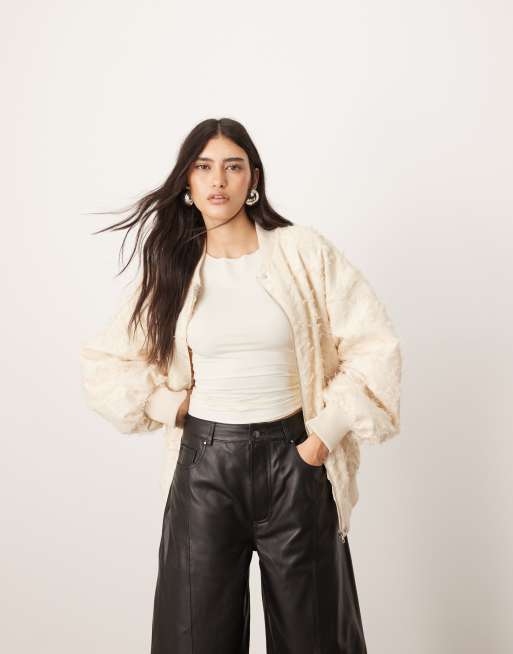 ARRANGE Sydney leather high waisted barrel trouser in black