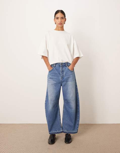 ARRANGE Sydney released hem cropped jean in mid wash blue