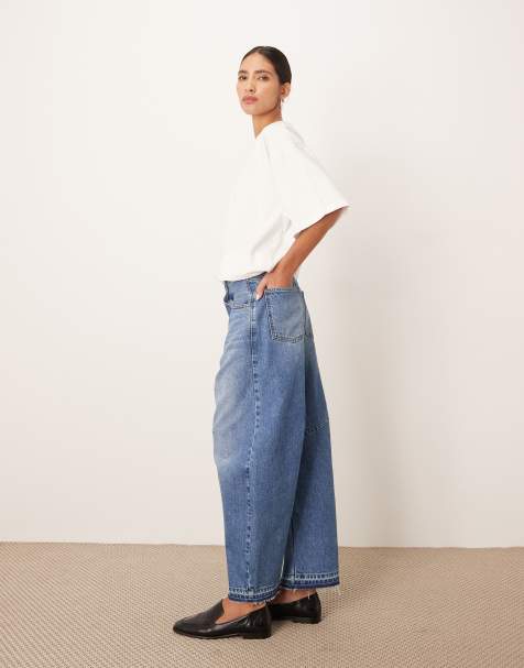 ARRANGE Sydney released hem cropped jeans in mid wash blue - view 1