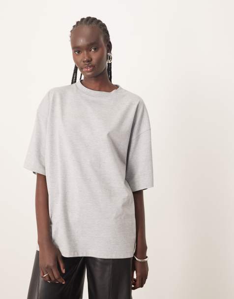 ARRANGE – Szary melanżowy gruby T-shirt oversize premium - view 1