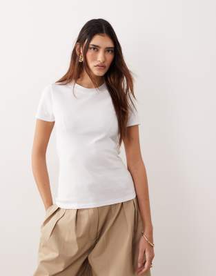T-shirt effet sculptant à col ras de cou - Blanc S
