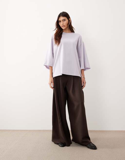 ARRANGE - T-shirt épais coupe carrée à manches trois-quarts - Lilas pâle, 2 de 4