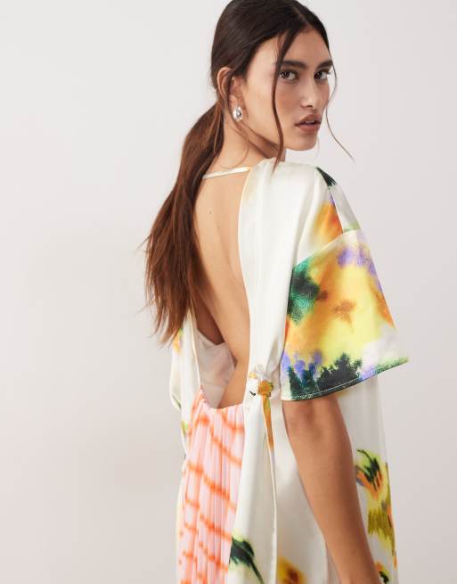 ARRANGE t-shirt maxi dress with low back in mixed print | ASOS