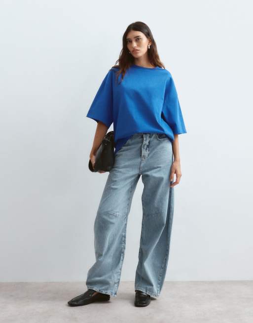 ARRANGE T-shirt oversize premium pesante blu, 4 di 4