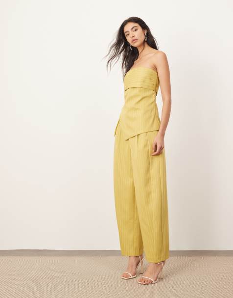 ARRANGE tailored barrel pants in pistachio stripe - part of a set - view 1