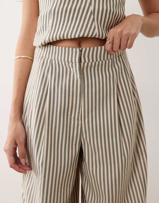 ARRANGE tailored barrel trousers co-ord in buttermilk stripe, 3 of 5