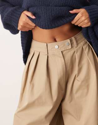 Arrange Tailored High Waist Wide Leg Pants In Neutral
