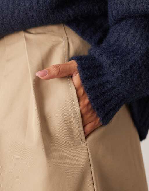 ARRANGE tailored high waist wide leg pants in khaki stone ASOS