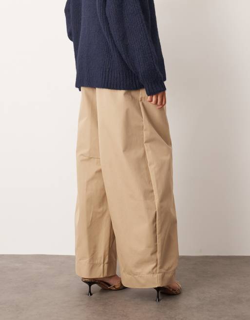 ARRANGE tailored high waist wide leg pants in khaki stone