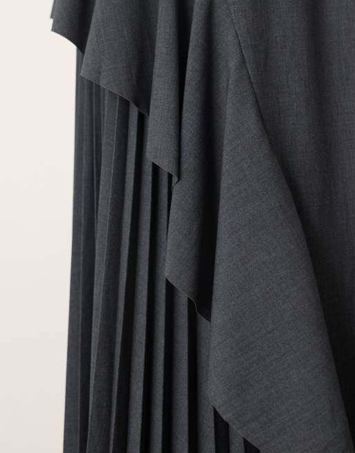 ARRANGE tailored pleat mix skirt in gray heather, 3 of 5