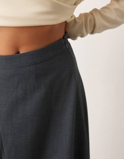 ARRANGE tailored pleat mix skirt in gray heather, 4 of 5