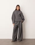 [ARRANGE] ARRANGE tailored pleated detail wide leg barrel pants in grey (part of a set) 16 GREY