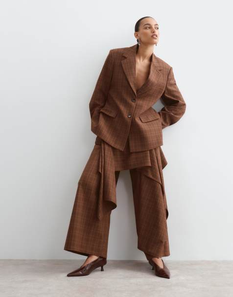 ARRANGE tailored wide leg trouser co-ord in check - view 1