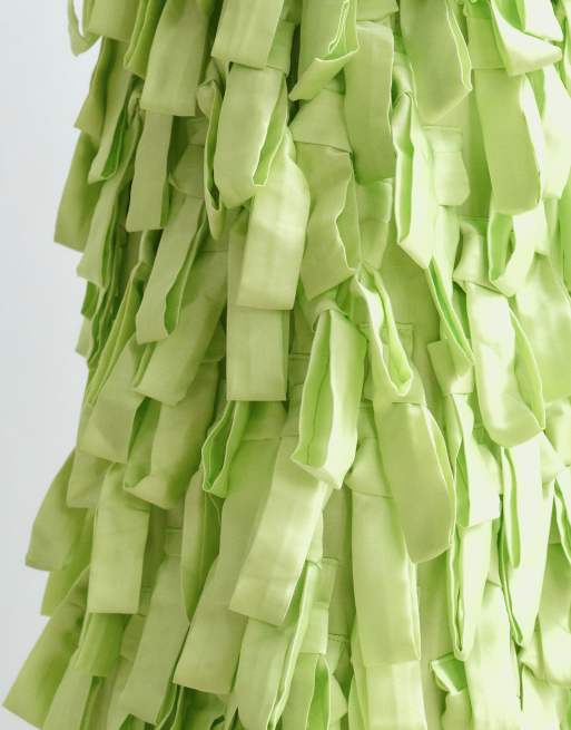 ARRANGE textural satin loop column midi skirt in lime, 2 of 5