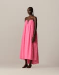 [ARRANGE] ARRANGE texture volume corseted bandeau maxi dress in pop pink 4 Pink