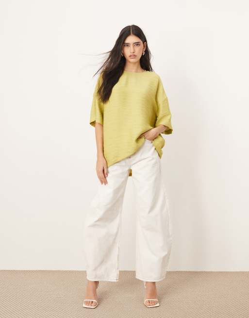 ARRANGE textured boxy woven t-shirt in lime