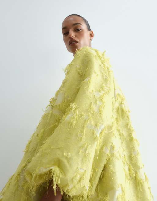 ARRANGE textured long sleeve mini dress in lime, 2 of 5