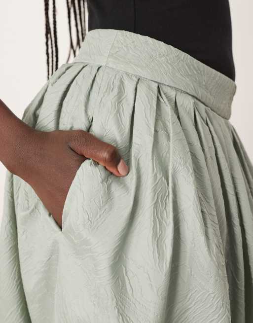 ARRANGE textured maxi skirt with pockets in sage, 2 of 5