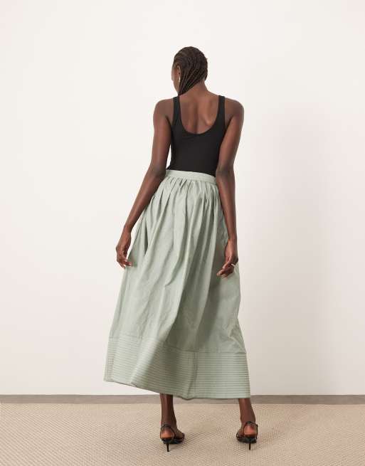 ARRANGE textured maxi skirt with pockets in sage, 3 of 5