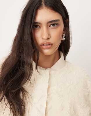 Arrange Textured Oversized Bomber Jacket In White