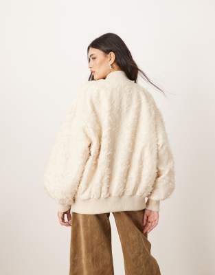 ARRANGE textured oversized bomber jacket in cream | ASOS