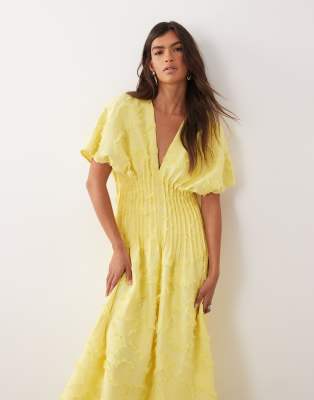 Arrange Textured Pintuck Maxi Dress In Yellow