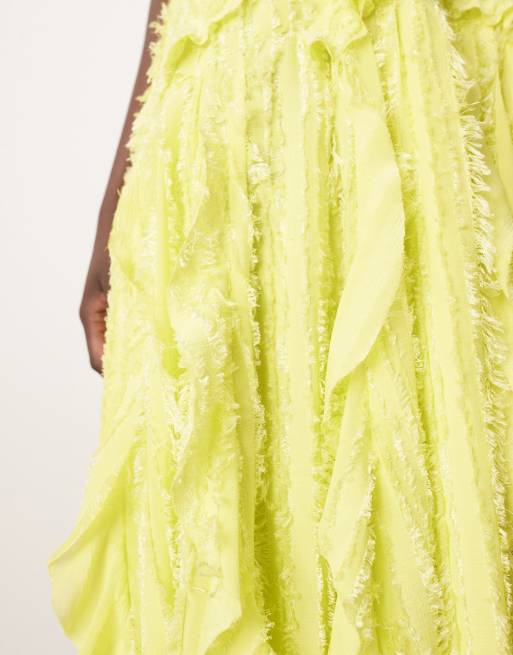 ARRANGE textured ruffle cami midi dress in lime 