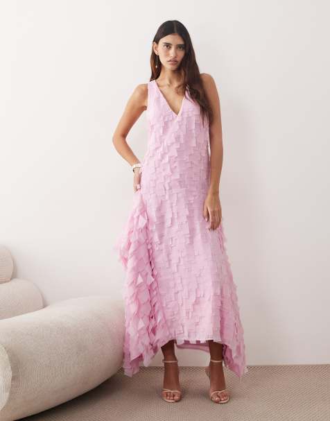 ARRANGE textured square cut maxi dress in pink